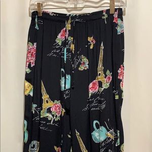 DAVID DART CROPPED PANT BLK/FRENCH PRINT SZ M